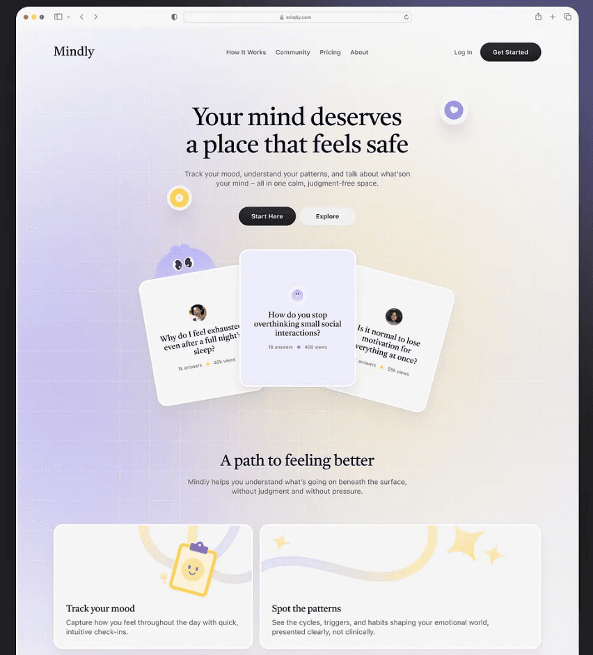 Landing page design generated with UseFrame